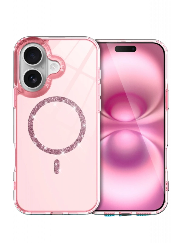 Newface Apple iPhone 16 Plus Live Diamond Magsafe Kapak - Pembe