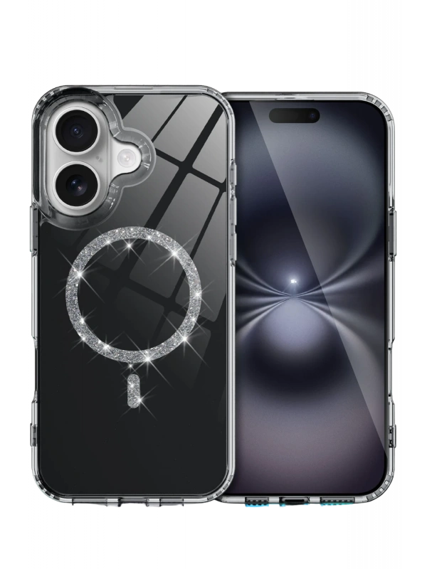 Newface Apple iPhone 16 Plus Live Diamond Magsafe Kapak - Siyah