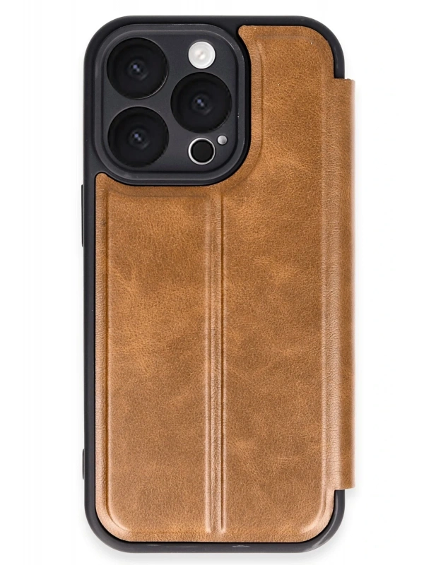 Newface Apple iPhone 16 Pro Kılıf Flip Cover - Taba