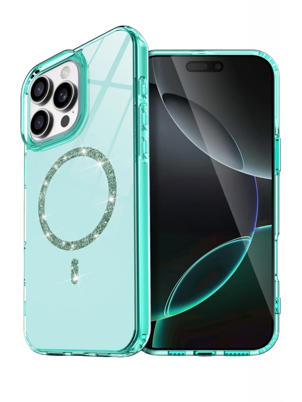 Newface Apple iPhone 16 Pro Live Diamond Magsafe Kapak - Yeşil