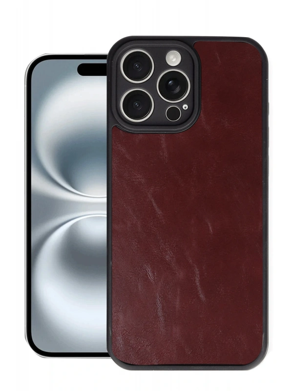 Newface Apple iPhone 16 Pro Max Kılıf Aras Deri Kapak - Bordo