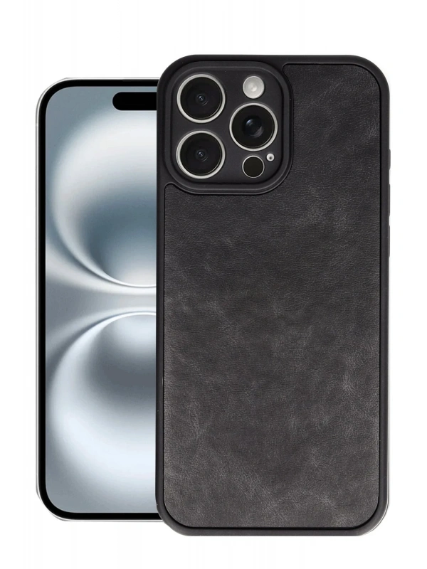 Newface Apple iPhone 16 Pro Max Kılıf Aras Deri Kapak - Siyah