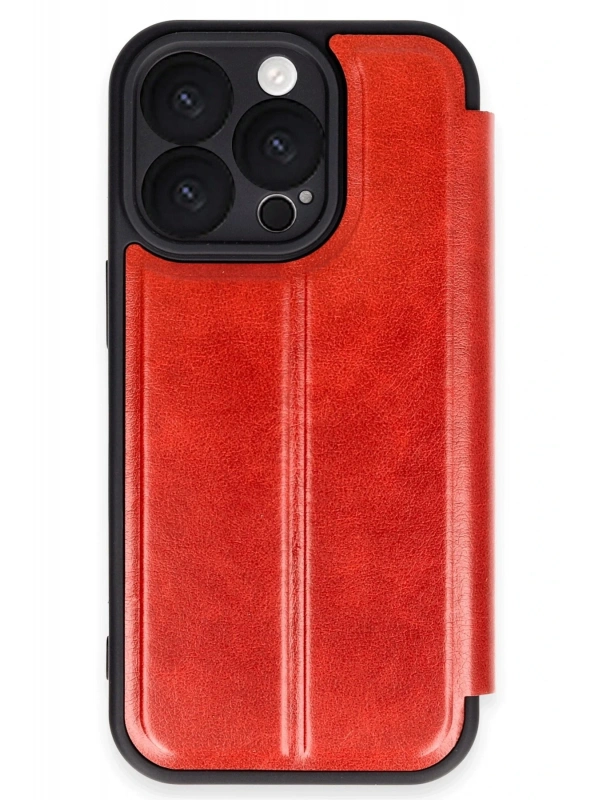 Newface Apple iPhone 16 Pro Max Kılıf Flip Cover - Kırmızı