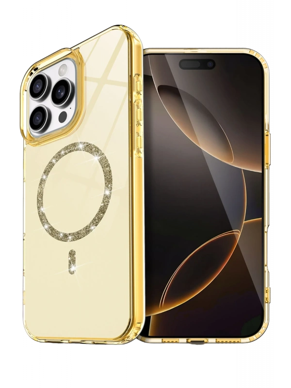 Newface Apple iPhone 16 Pro Max Live Diamond Magsafe Kapak - Sarı