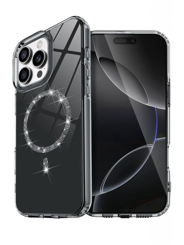Newface Apple iPhone 16 Pro Max Live Diamond Magsafe Kapak - Siyah