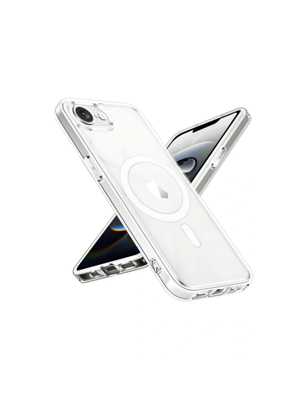 Newface Apple iPhone 16E Kılıf Magneticsafe Şeffaf Silikon - Şeffaf