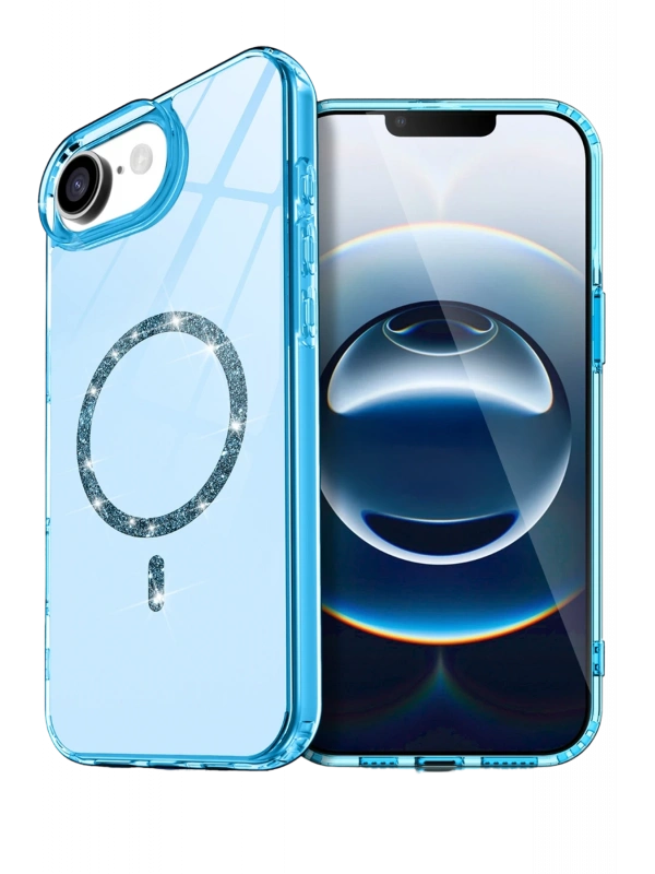 Newface Apple iPhone 16E Live Diamond Magsafe Kapak - Mavi