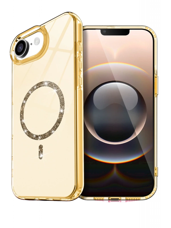 Newface Apple iPhone 16E Live Diamond Magsafe Kapak - Sarı