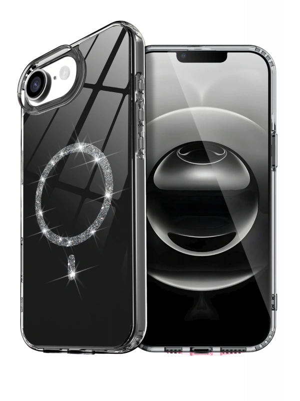 Newface Apple iPhone 16E Live Diamond Magsafe Kapak - Siyah