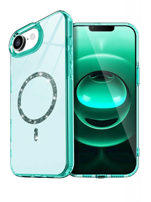 Newface Apple iPhone 16E Live Diamond Magsafe Kapak - Yeşil