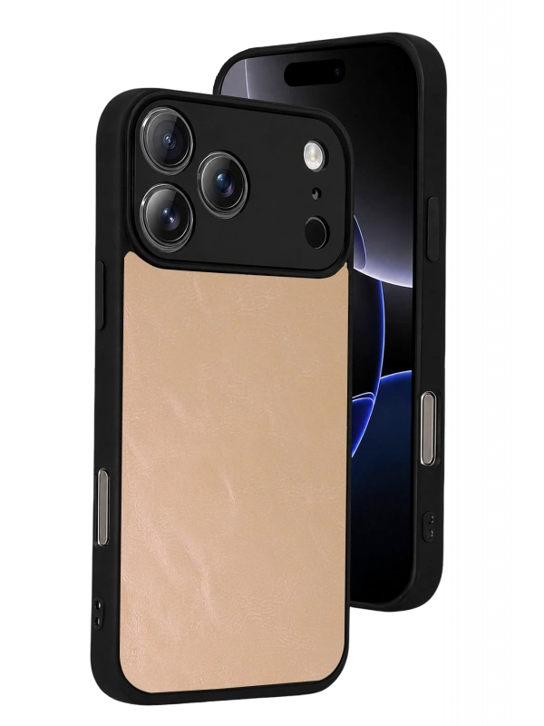 Newface Apple iPhone 17 Pro Aras Deri Kapak - Pudra