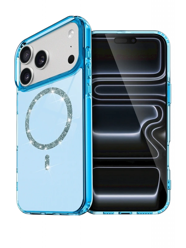 Newface Apple iPhone 17 Pro Live Diamond Magsafe Kapak - Mavi