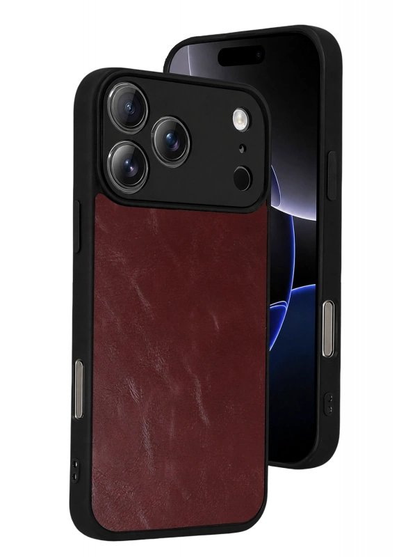 Newface Apple iPhone 17 Pro Max Aras Deri Kapak - Bordo