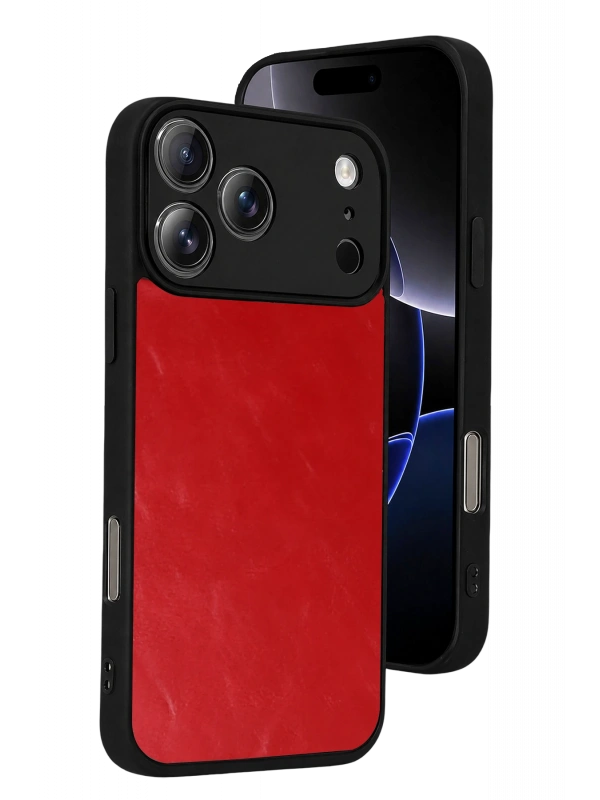 Newface Apple iPhone 17 Pro Max Aras Deri Kapak - Kırmızı