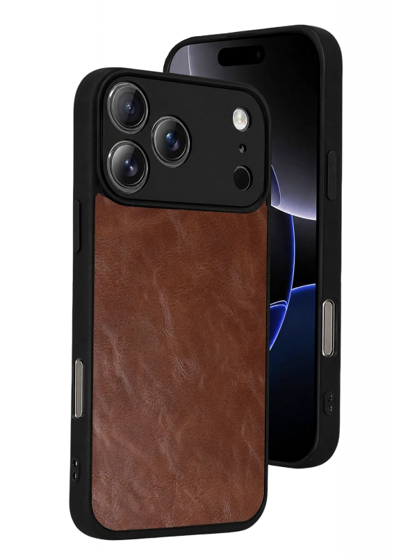 Newface Apple iPhone 17 Pro Max Aras Deri Kapak - Taba