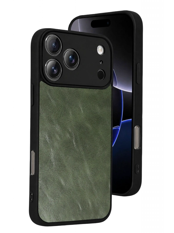 Newface Apple iPhone 17 Pro Max Aras Deri Kapak - Yeşil