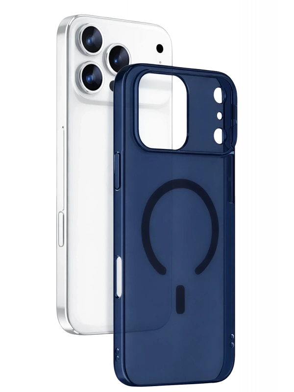Newface Apple iPhone 17 Pro Max Combo Sert Şeffaf Magsafe Kapak - Mavi