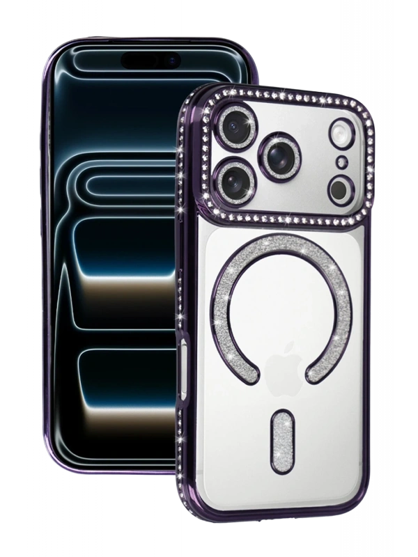 Newface Apple iPhone 17 Pro Max Joke Simli Magneticsafe Kılıf - Derin Mor