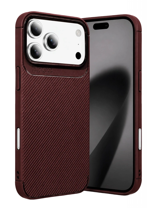Newface Apple iPhone 18 Pro Auto Focus Karbon Kapak - Bordo