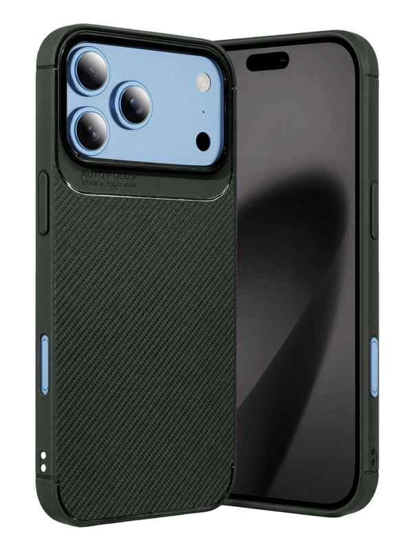 Newface Apple iPhone 18 Pro Max Auto Focus Karbon Kapak - Yeşil