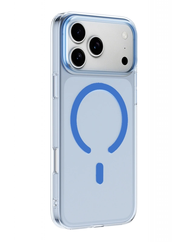 Newface Apple iPhone 18 Pro Max Combo Sert Şeffaf Magsafe Kapak - Açık Mavi