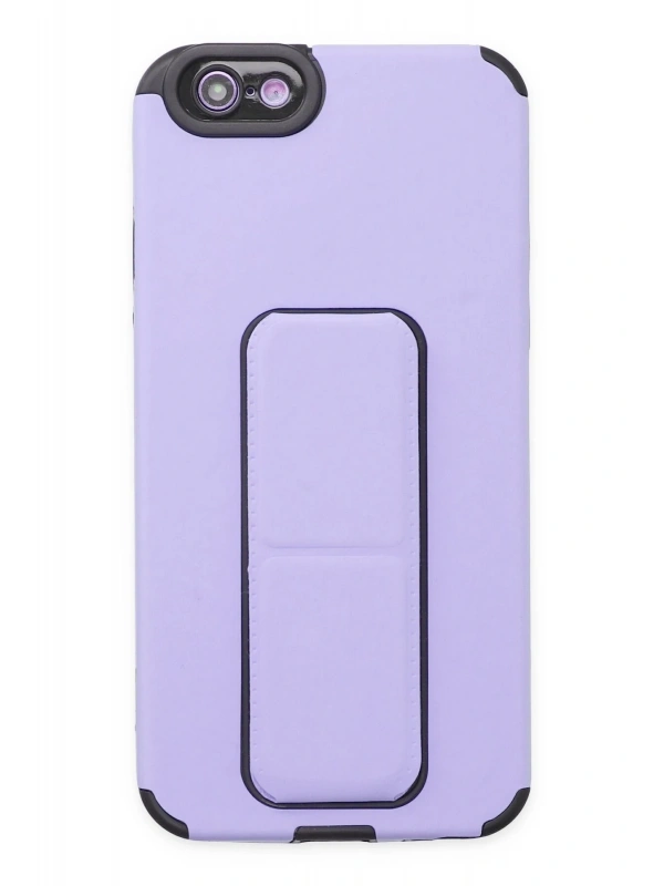 Newface Apple iPhone 6 Kılıf Mega Standlı Silikon - Lila