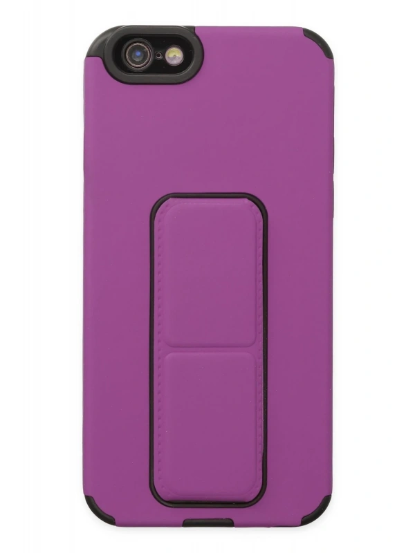 Newface Apple iPhone 6 Kılıf Mega Standlı Silikon - Mor