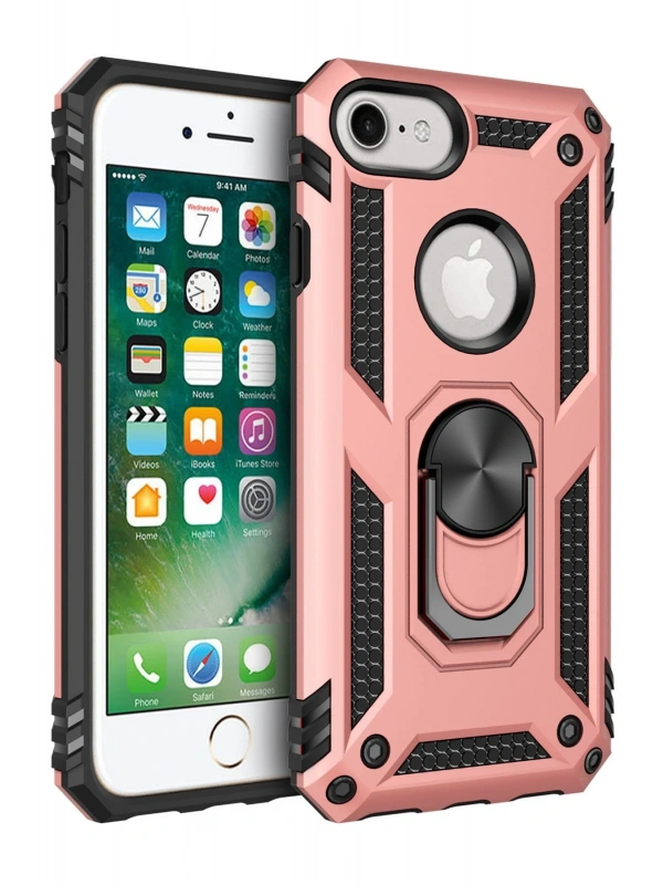 Newface Apple iPhone 7 Kılıf Sofya Yüzüklü Silikon Kapak - Rose