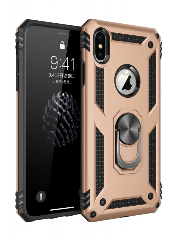 Newface Apple iPhone XS Max Kılıf Sofya Yüzüklü Silikon Kapak - Gold