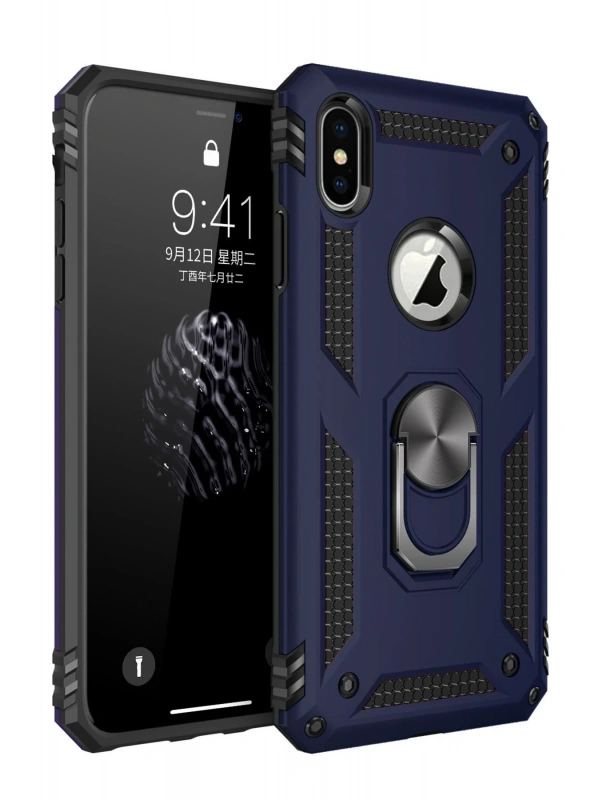 Newface Apple iPhone XS Max Kılıf Sofya Yüzüklü Silikon Kapak - Lacivert