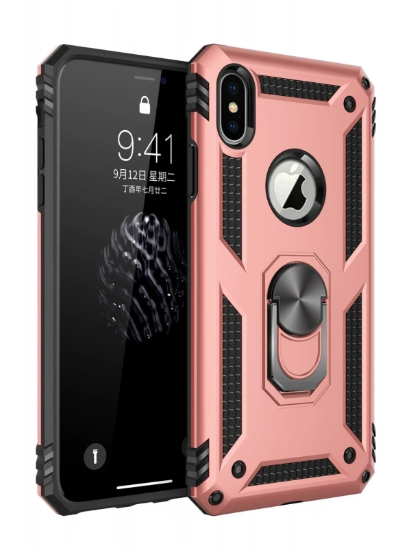 Newface Apple iPhone XS Max Kılıf Sofya Yüzüklü Silikon Kapak - Rose