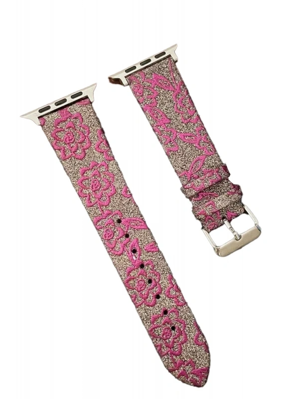 Newface Apple Watch 38mm Creeper Desenli Kordon - Pembe
