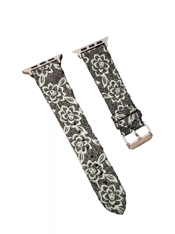 Newface Apple Watch 38mm Creeper Desenli Kordon - Siyah
