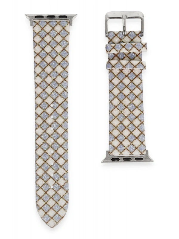Newface Apple Watch 38mm Karo Motif Kordon - Lila