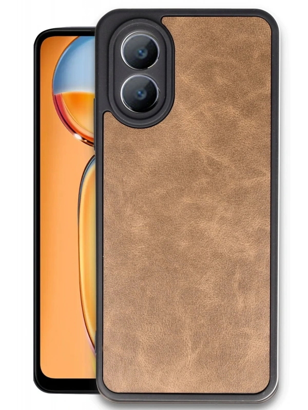 Newface Oppo A38 Kılıf Aras Deri Kapak - Taba