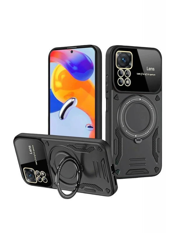 Newface Realme 11 Pro Plus Joy Lens Standlı Kapak - Siyah