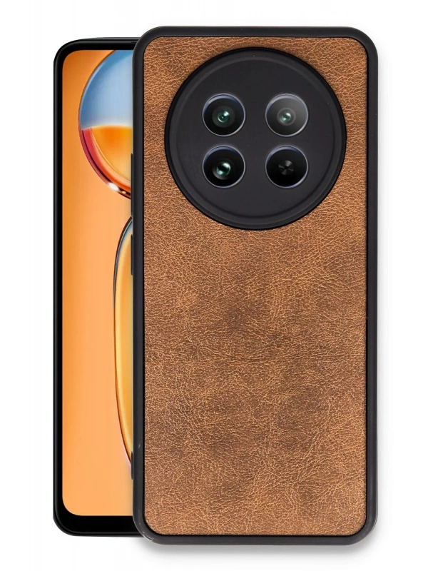 Newface Realme 12 5G Kılıf Aras Deri Kapak - Taba