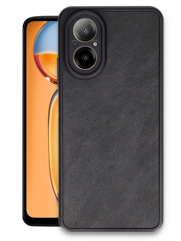 Newface Realme 12 Lite Kılıf Aras Deri Kapak - Siyah