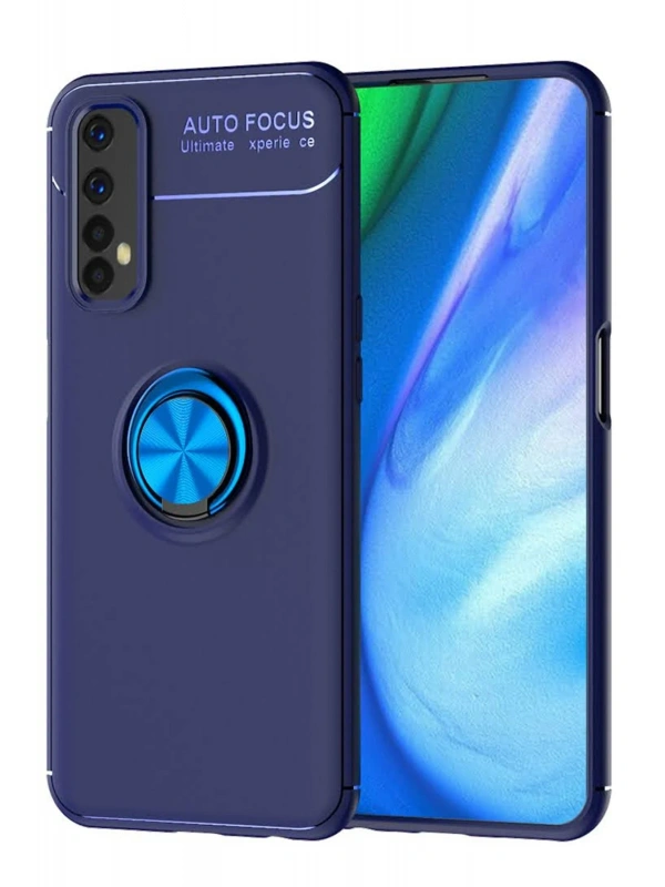 Newface Realme 7 Kılıf Range Yüzüklü Silikon - Mavi