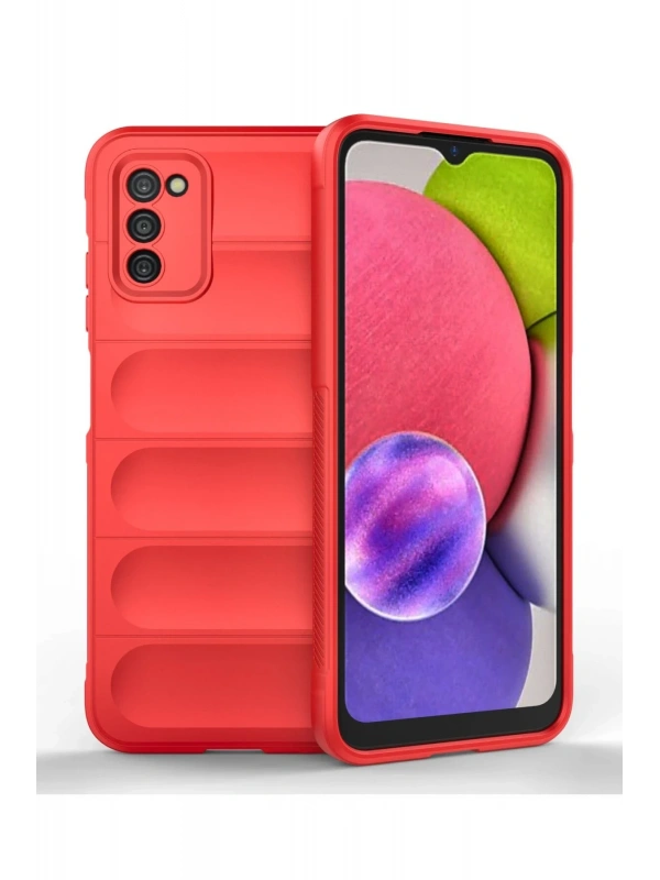 Newface Samsung Galaxy A03S Kılıf Optimum Silikon - Kırmızı
