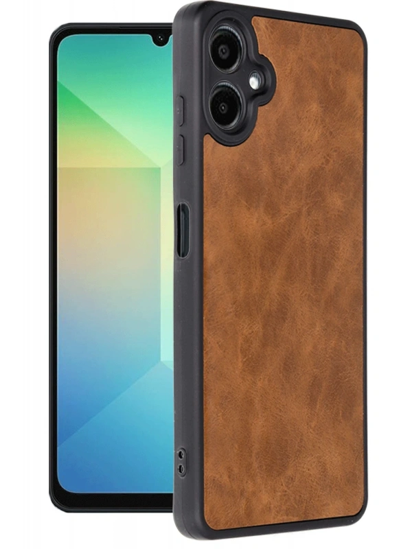 Newface Samsung Galaxy A06 Kılıf Aras Deri Kapak - Taba