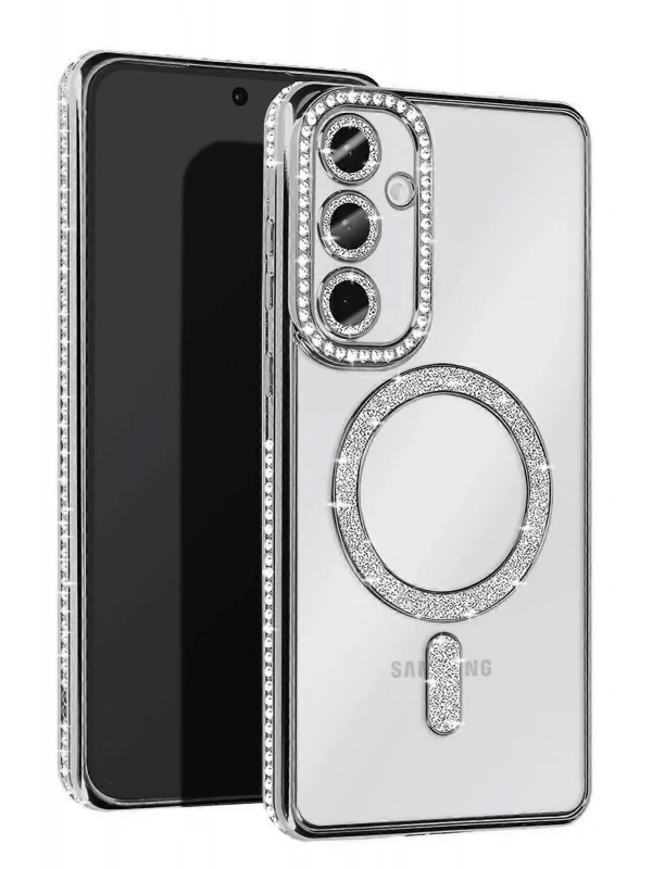 Newface Samsung Galaxy A25 5G Joke Simli Magneticsafe Kılıf - Gümüş