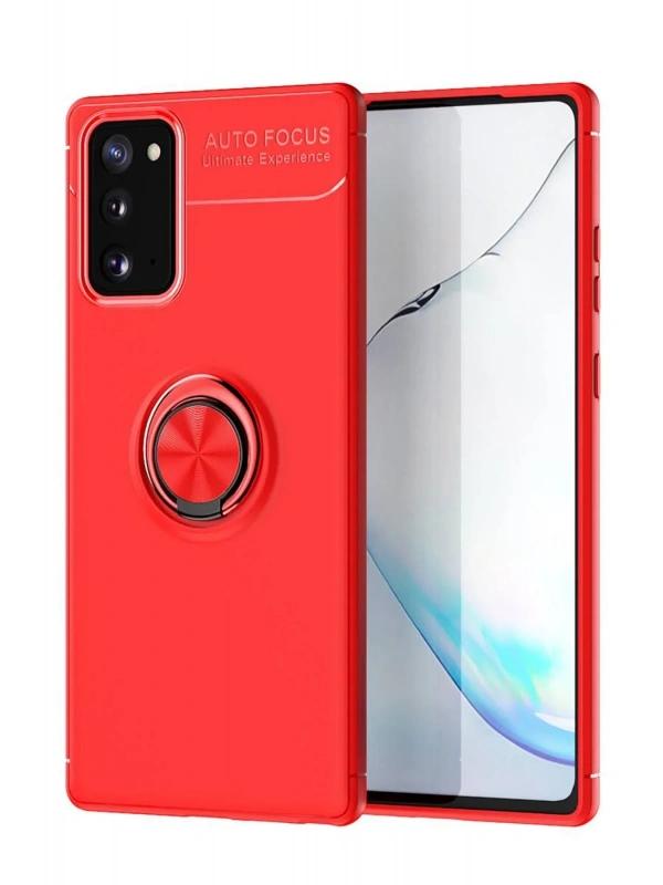 Newface Samsung Galaxy Note 20 Kılıf Range Yüzüklü Silikon - Kırmızı