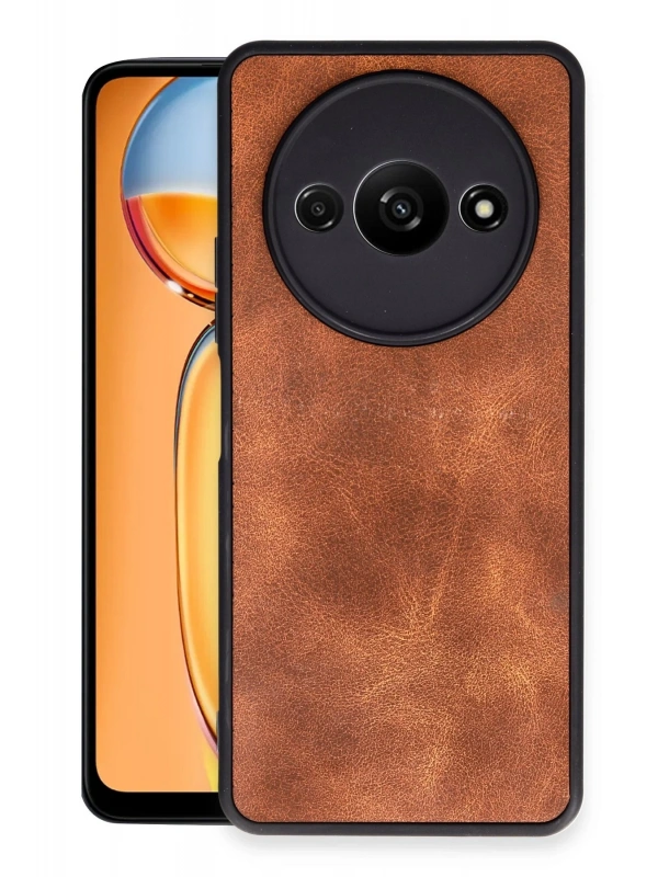 Newface Xiaomi Redmi A3 4G Kılıf Aras Deri Kapak - Taba