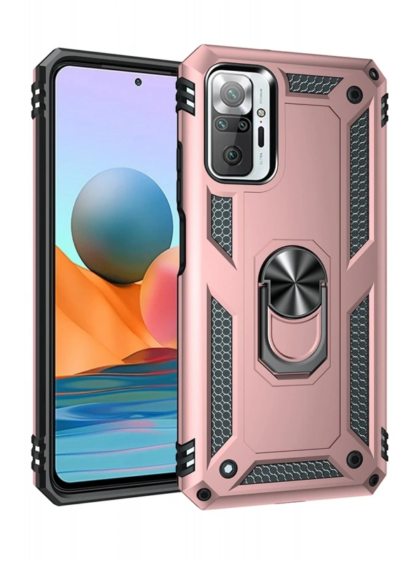 Newface Xiaomi Redmi Note 10 Pro Kılıf Sofya Yüzüklü Silikon Kapak - Rose