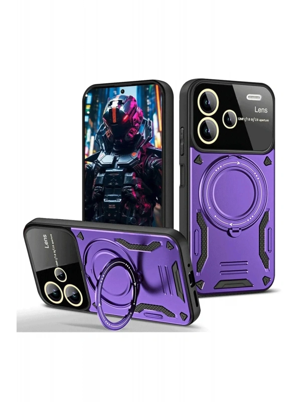 Newface Xiaomi Redmi Note 13 Pro Plus Joy Lens Standlı Kapak - Mor