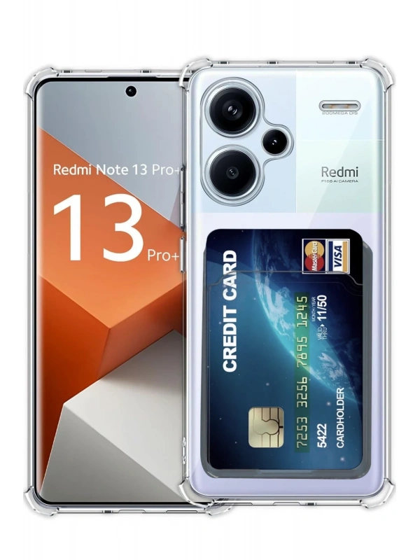 Newface Xiaomi Redmi Note 13 Pro Plus Kılıf Kart Şeffaf Silikon - Şeffaf