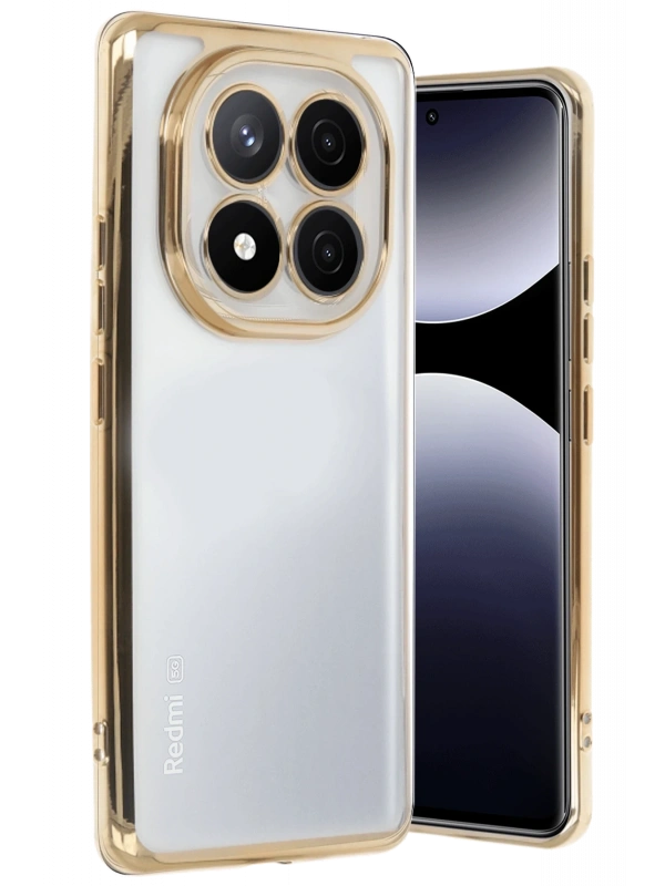 Newface Xiaomi Redmi Note 14 Pro Plus Kılıf Razer Lensli Silikon - Gold