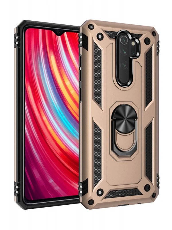 Newface Xiaomi Redmi Note 8 Pro Kılıf Sofya Yüzüklü Silikon Kapak - Gold