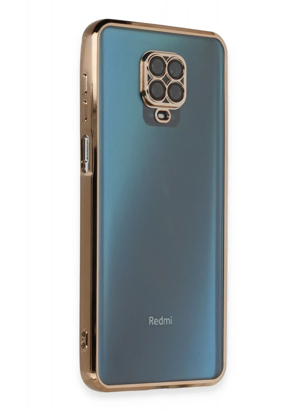Newface Xiaomi Redmi Note 9 Pro Kılıf Razer Lensli Silikon - Gold